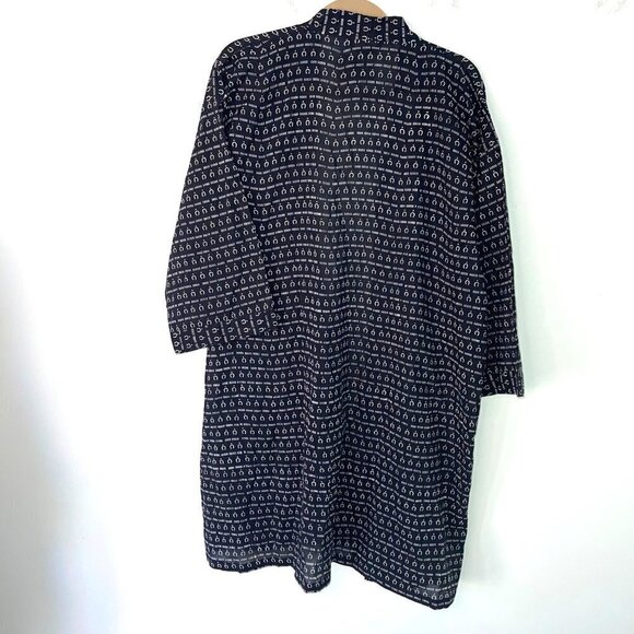 Gray Market Womens Robe Black White One Size Kako Block Printed Pure Cotton NWT - Picture 14 of 15